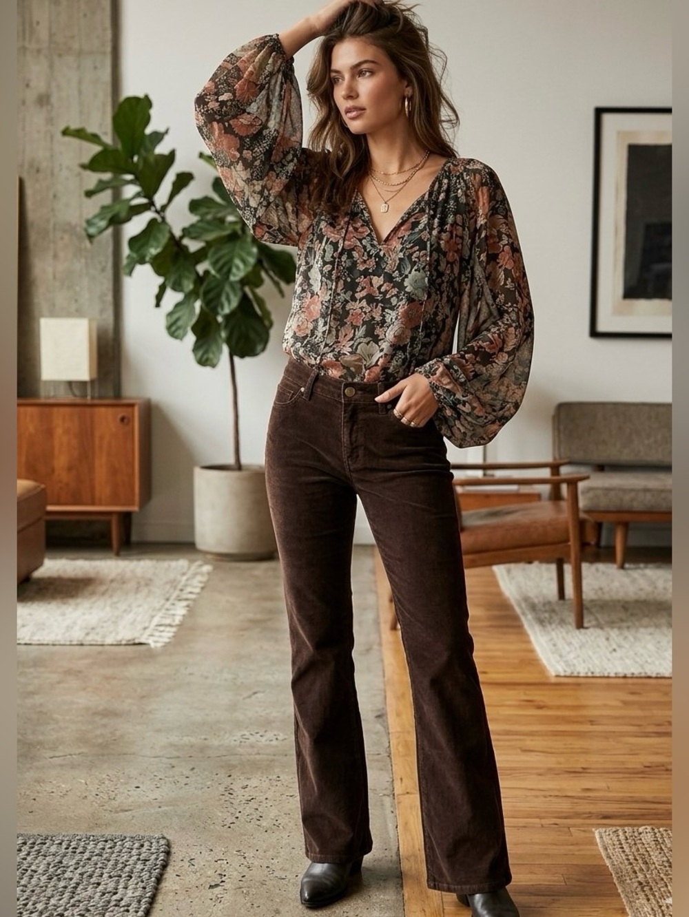 NWT Caslon Washed Mocha Corduroy Pants Low Rise Y2K Aesthetic - Size 4P
